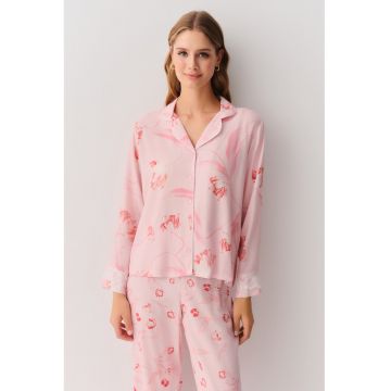 Pijama cu model floral - Coral/Roz pastel