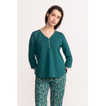 Pijama cu model floral Nella - Albastru petrol