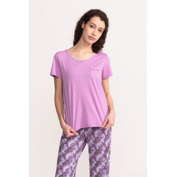 Pijama din amestec de bumbac Vera - Lila