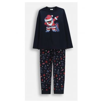 Pijamale copii -  bleumarin - bumbac - motiv de sarbatori