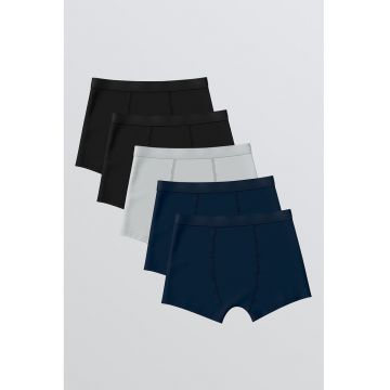Set de boxeri - 5 perechi - Negru/Gri deschis/Albastru