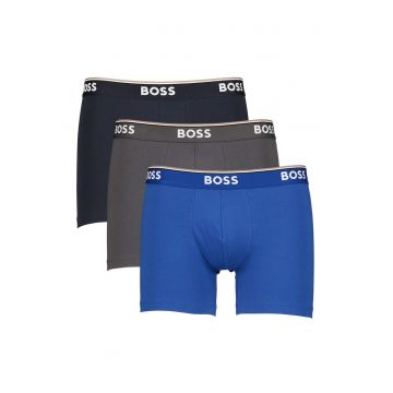 Set de boxeri cu banda logo in talie - 3 perechi - Gri inchis/Bleumarin