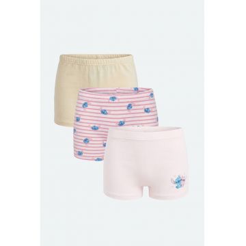 Set de boxeri cu imprimeu - 3 peechi - Maro camel/Roz/Roz pal