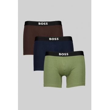 Set de boxeri cu logo One - 3 perechi - Maro inchis/Albastru ultramarin/Verde feriga
