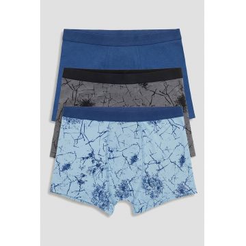 Set de boxeri din amestec de bumbac - 3 perechi - Gri/Albastru paun/Albastru deschis