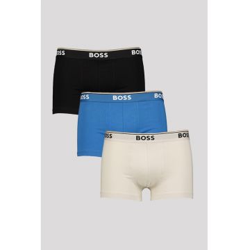 Set de boxeri din amestec de bumbac - 3 perechi - Negru/Maro taupe deschis/Albastru petrol