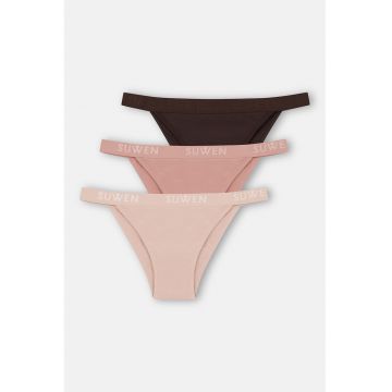 Set de chiloti brazilieni din amestec de bumbac - 3 perechi
