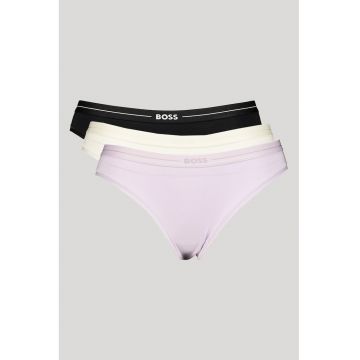 Set de chiloti din amestec de bumbac - 3 perechi - Alb fildes/Negru/Lila