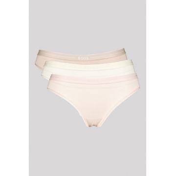 Set de chiloti din amestec de bumbac - 3 perechi - Alb/Maro taupe deschis/Roz pal