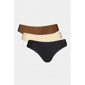 Set de chiloti pentru fitness Pure Stretch - 3 perechi - Negru/Bej inchis/Maro pamantiu