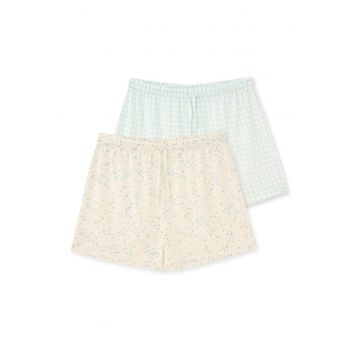 Set de pantaloni scurti de pijama cu imprimeu - 2 piese - Crem/Mint