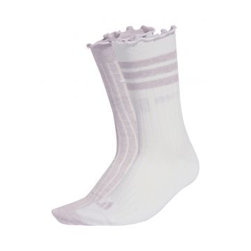 Set de sosete lungi unisex Glow - 2 perechi - Alb murdar/Liliac prafuit