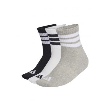 Set de sosete scurte cu logo - 3 perechi - Alb/Negru/Gri melange