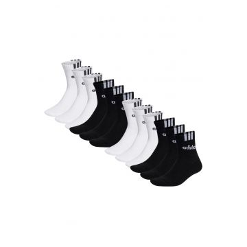 Set de sosete scurte cu model unisex- 12 perechi - Alb/Negru