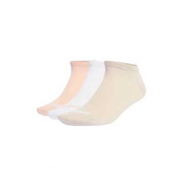 Set de sosete scurte pana la glezna unisex cu imprimeu logo - 3 perechi - Alb/Roz somon/Bej
