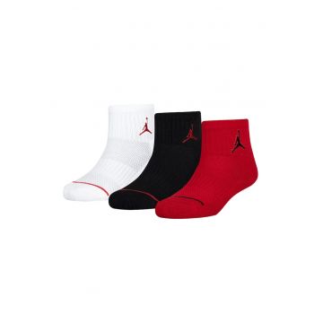 Set de sosete scurte - pentru baschet Jordan - 3 perechi - Rosu/Negru stins/Alb optic