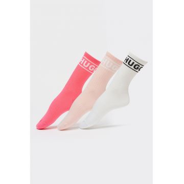 Set de sosete scurte Sporty - 3 perechi - Alb/Roz
