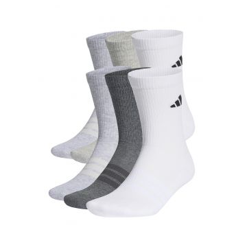 Set de sosete scurte unisex C ESS CRW - 6 perechi - Alb/Gri melange/Gri inchis