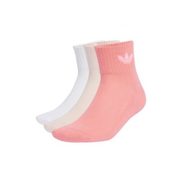 Set de sosete unisex pana la glezna - 3 perechi - Alb/Roz somon/Galben pal