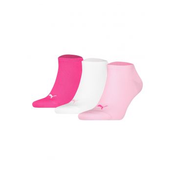 Set de sosete unisex pana la glezna cu imprimeu logo - 3 perechi - Alb/Roz