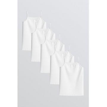 Set de top din bumbac - 5 piese - Alb