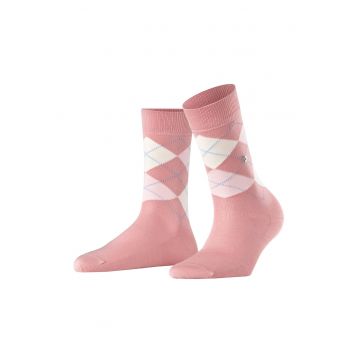 Sosete lungi cu model argyle - Alb/Roz somon/Albastru