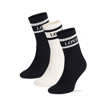 Sosete lungi dama  set 3 bucati - negru/alb - 39-42