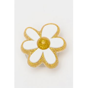 Talisman floral Jibbitz - Alb/Auriu