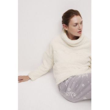 Bluza de pijama pufoasa - Alb fildes