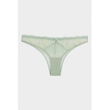 Chiloti brazilieni cu broderie - Bej/Gri cenusiu
