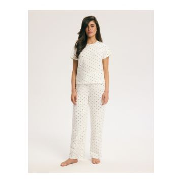 Pijama dama Clasica Buline Macchioato - Alb crem