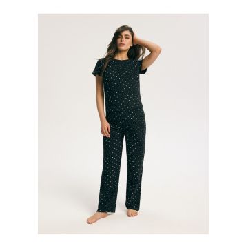 Pijama dama Clasica Buline Macchioato - Negru