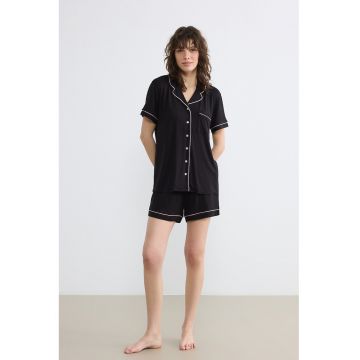 Pijama scurta cu model uni - Negru