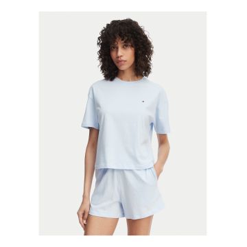 Pijama scurta de bumbac - Albastru deschis