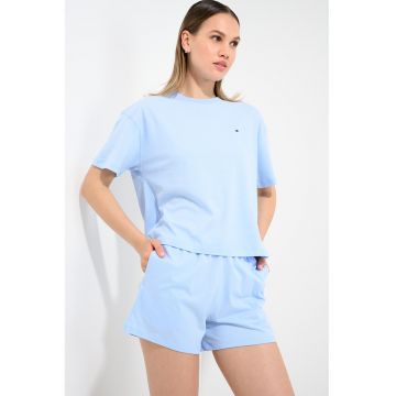 Pijama scurta de bumbac - Albastru deschis