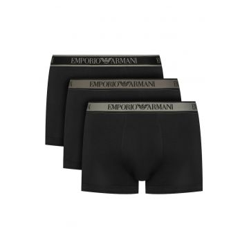 Set 3 perechi boxeri Emporio Armani - din bumbac - negru - 95% bumbac - 5% elastan