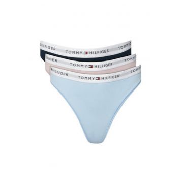 Set de 3 chiloti tanga cu banda logo