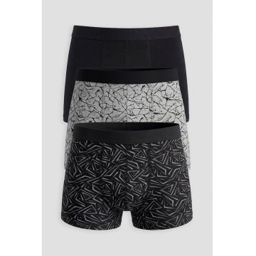 Set de boxeri cu model - 3 perechi - Negru/Gri