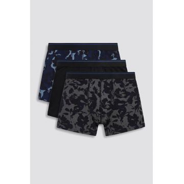 Set de boxeri cu model si banda elastica in talie - 3 perechi - Multicolor