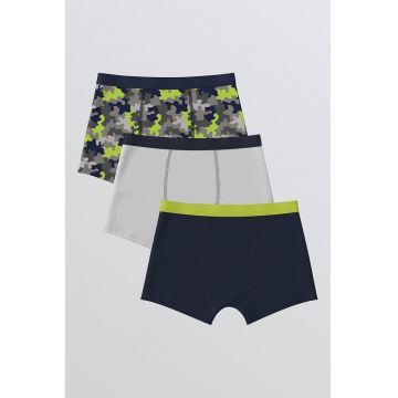 Set de boxeri din amestec de bumbac - 3 perechi - Negru/Galben/Gri