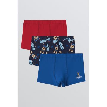 Set de boxeri din amestec de bumbac - 3 perechi - Rosu/Albastru royal/Bleumarin