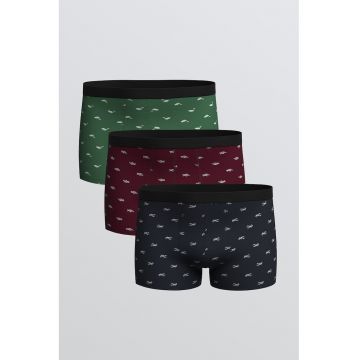 Set de boxeri din amestec de bumbac - 3 perechi - Visiniu/Albastru ultramarin/Verde aquamarin