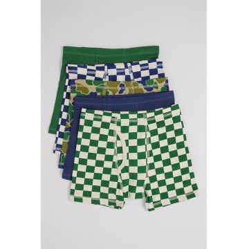 Set de boxeri din amestec de bumbac organic cu model - 5 perechi - Verde/Bleumarin