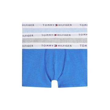 Set de boxeri din bumbac si elastan cu imprimeu uni