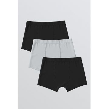 Set de boxeri uni - 3 perechi - Negru/Gri deschis