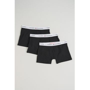 Set de boxeri uni cu banda logo in talie - 3 perechi - Negru