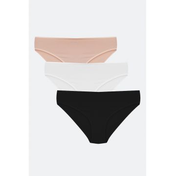 Set de chilori uni - 3 perechi - Alb/Negru/Bej