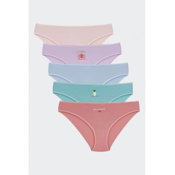 Set de chiloti cu imprimeu - 5 perechi - Multicolor