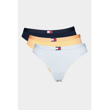Set de chiloti tang cu logo - 3 piese - Portocaliu/Albastru ultramarin/Albastru deschis
