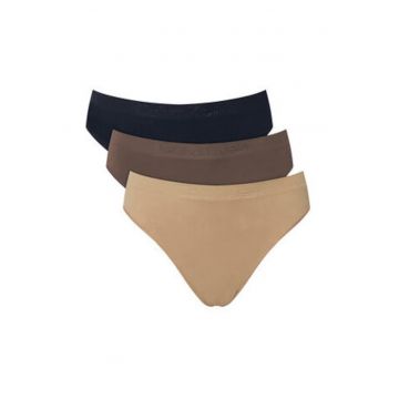 Set de chiloti tanga cu detaliu logo- 3 perechi